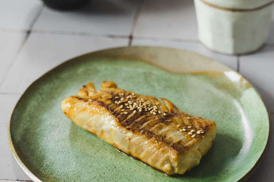 Golden-crusted tofu skewers dusted with chili and sesame