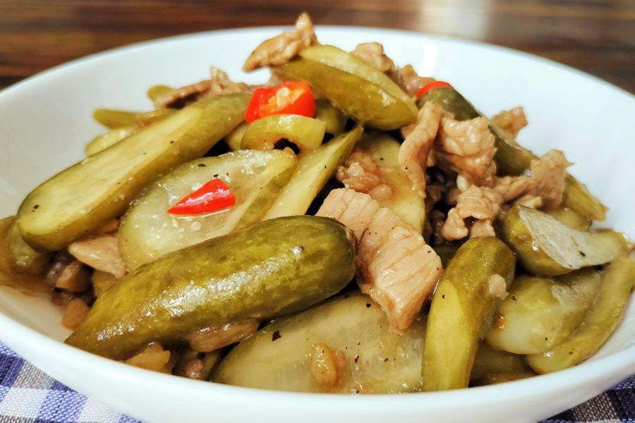 The finished plate served over steaming white rice