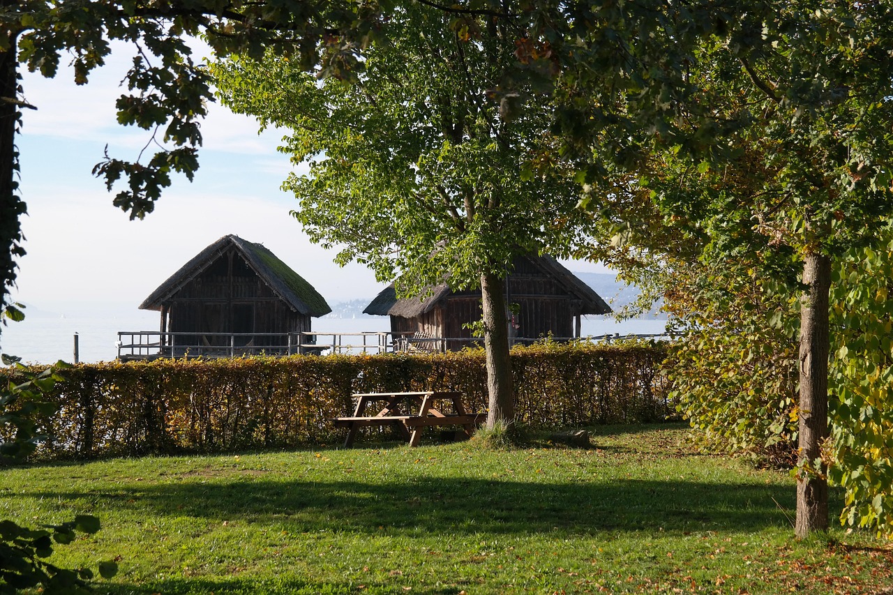 Stilted wooden houses over the village stream