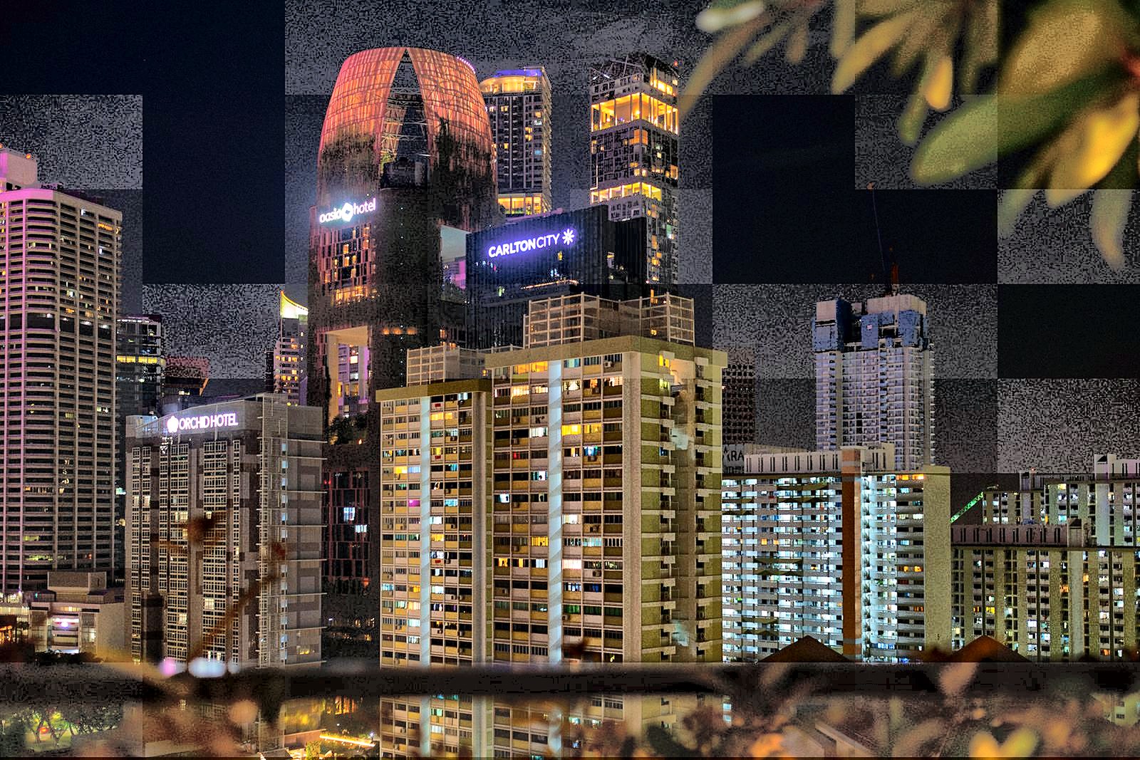 A city-view suite at the St. Regis Shenzhen, with the border hills of Hong Kong beyond.