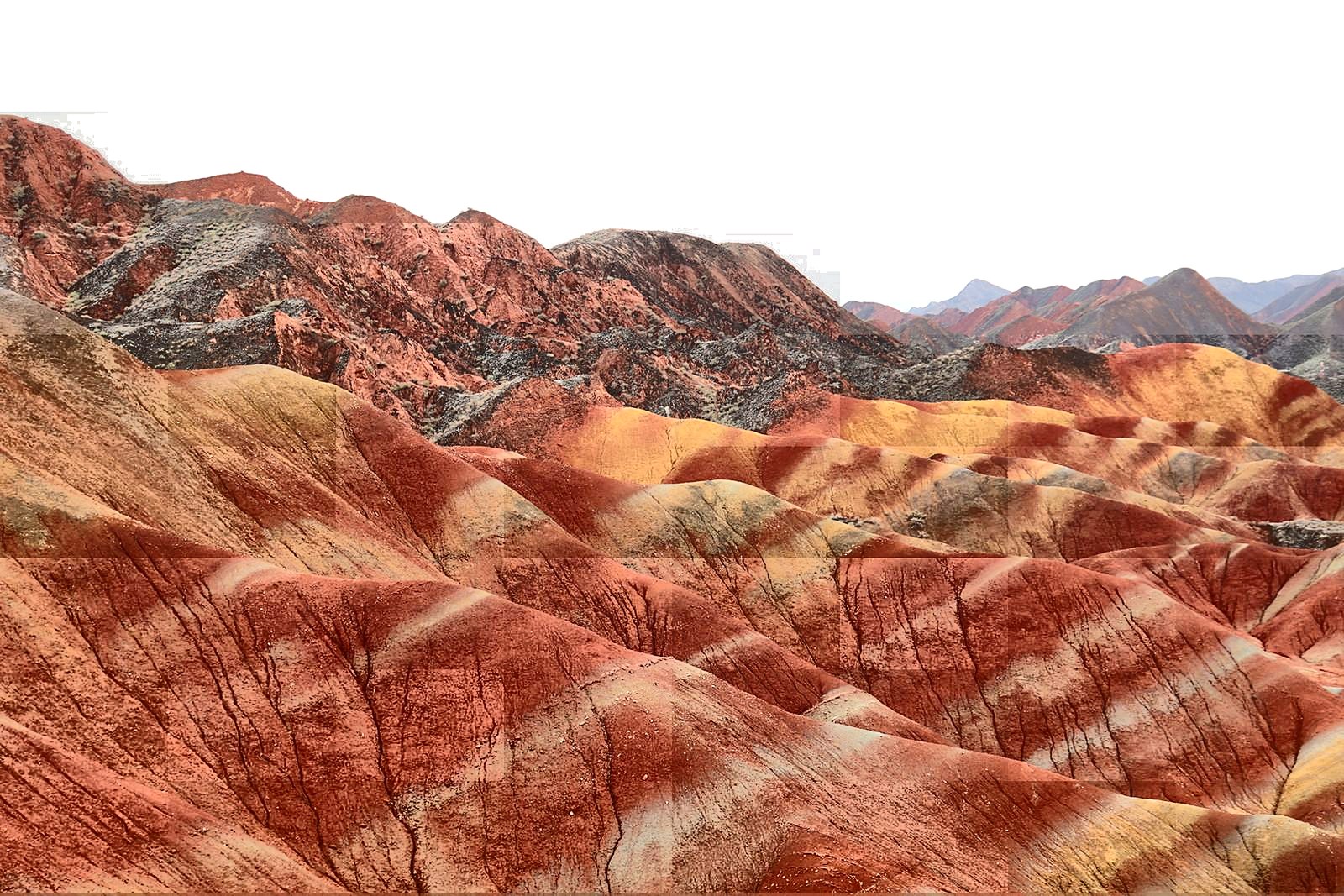 Red sandstone cliffs and green forest at Danxia Mountain in Shaoguan, Guangdong